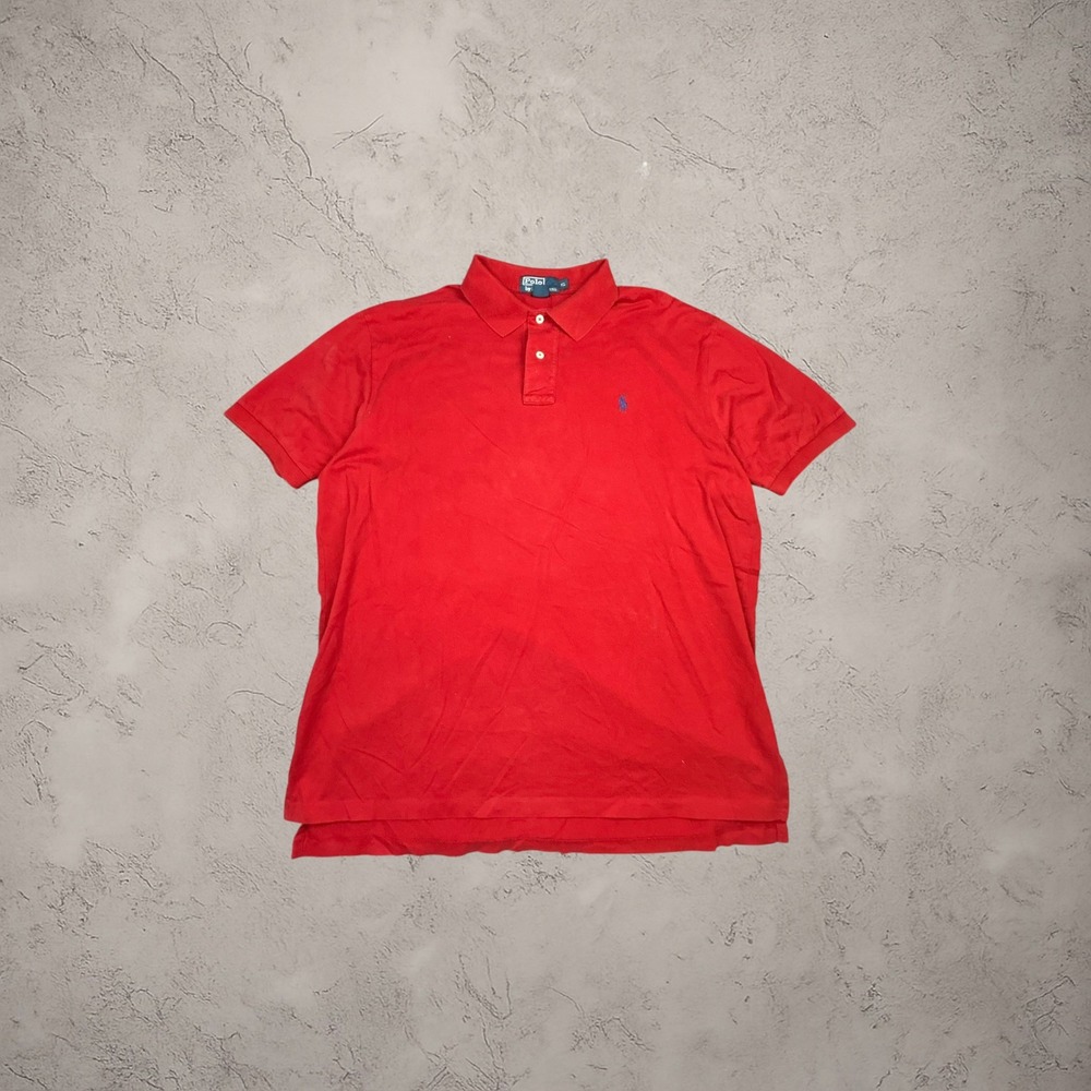 Polo Ralph Lauren Mens XL Red Short Sleeve Polo Shirt Vintage Y2K Boxy Fit